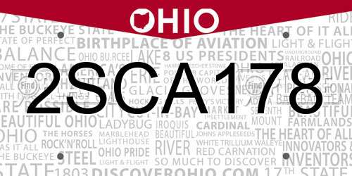 2SCA178 Ohio License Plate