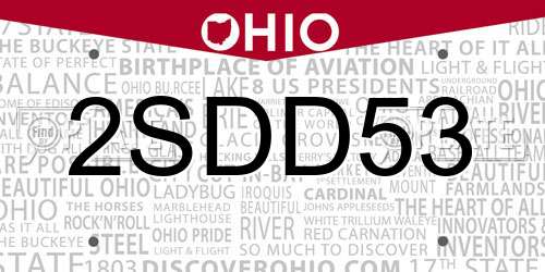 2SDD53 Ohio License Plate