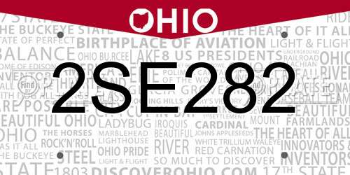 2SE282 Ohio License Plate