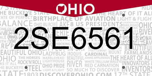 2SE6561 Ohio License Plate