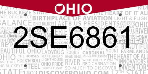 2SE6861 Ohio License Plate