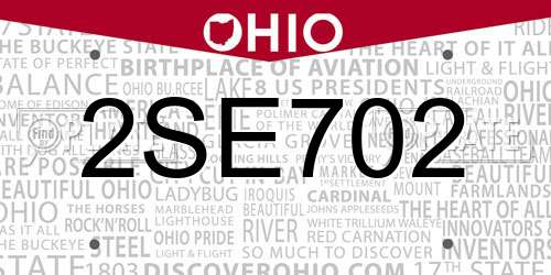 2SE702 Ohio License Plate
