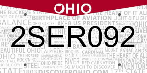 2SER092 Ohio License Plate