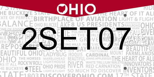 2SET07 Ohio License Plate