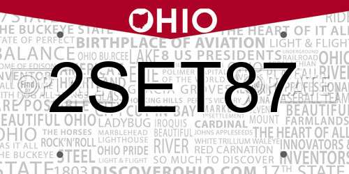 2SET87 Ohio License Plate