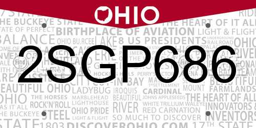 2SGP686 Ohio License Plate