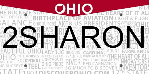 2SHARON Ohio License Plate
