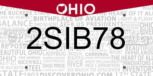 2SIB78 Ohio License Plate