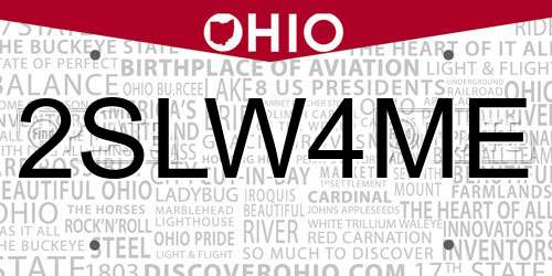 2SLW4ME Ohio License Plate