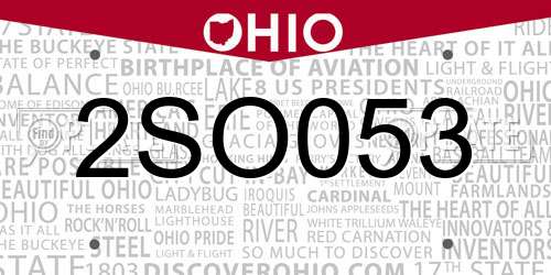 2SO053 Ohio License Plate
