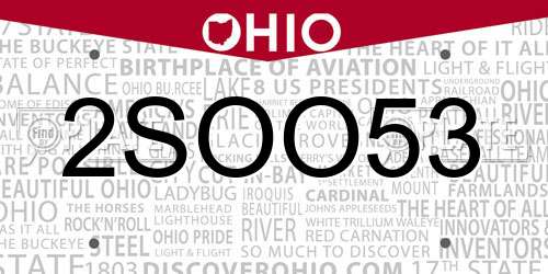 2SOO53 Ohio License Plate