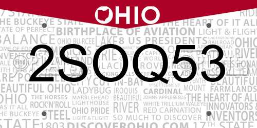2SOQ53 Ohio License Plate