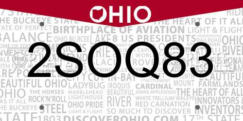 2SOQ83 Ohio License Plate