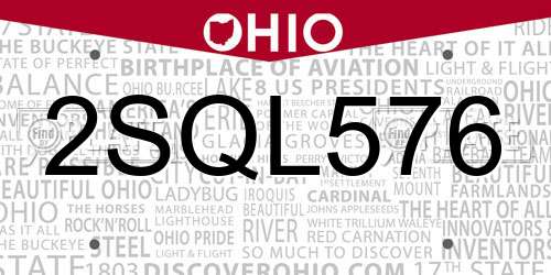 2SQL576 Ohio License Plate