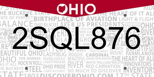 2SQL876 Ohio License Plate