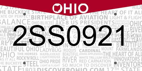 2SS0921 Ohio License Plate