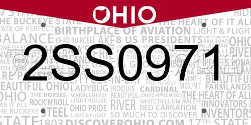 2SS0971 Ohio License Plate