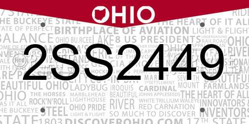 2SS2449 Ohio License Plate