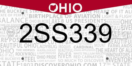 2SS339 Ohio License Plate