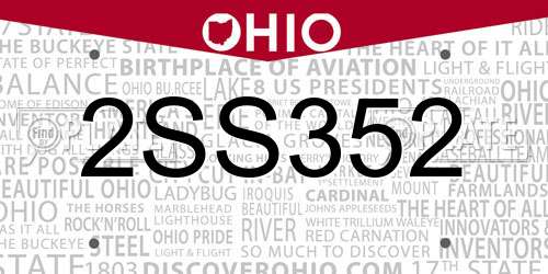 2SS352 Ohio License Plate