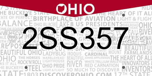 2SS357 Ohio License Plate