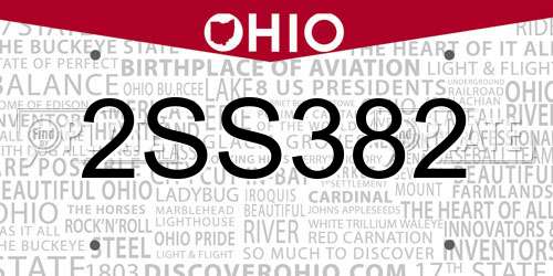 2SS382 Ohio License Plate