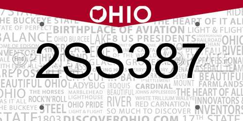 2SS387 Ohio License Plate
