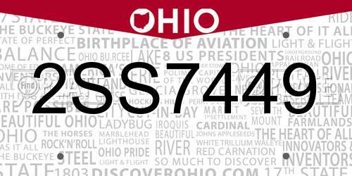 2SS7449 Ohio License Plate