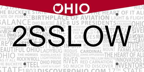 2SSLOW Ohio License Plate