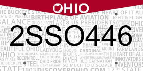 2SSO446 Ohio License Plate