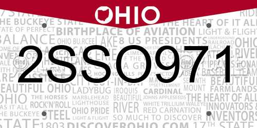 2SSO971 Ohio License Plate