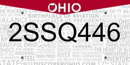 2SSQ446 Ohio License Plate