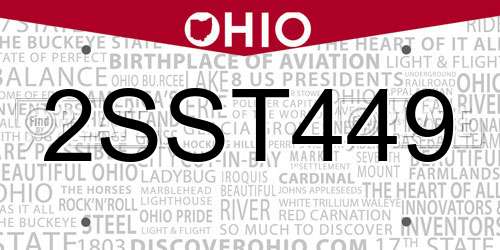 2SST449 Ohio License Plate