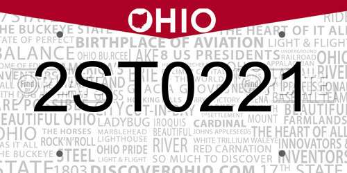 2ST0221 Ohio License Plate