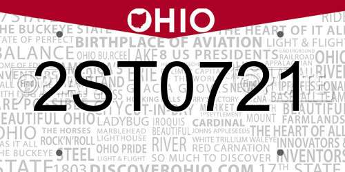 2ST0721 Ohio License Plate