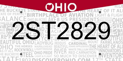 2ST2829 Ohio License Plate