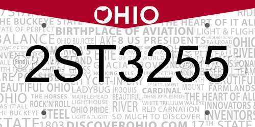 2ST3255 Ohio License Plate