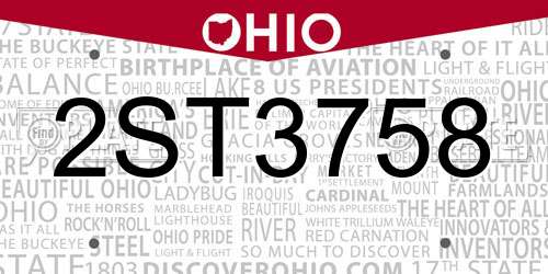 2ST3758 Ohio License Plate