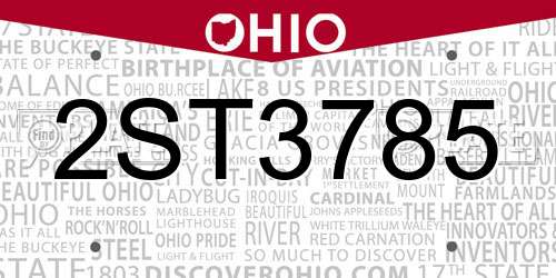 2ST3785 Ohio License Plate