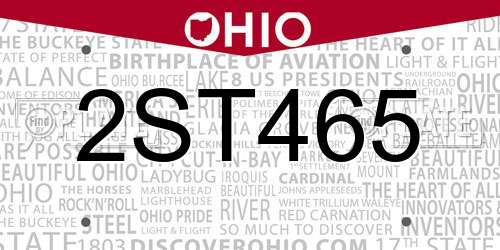 2ST465 Ohio License Plate