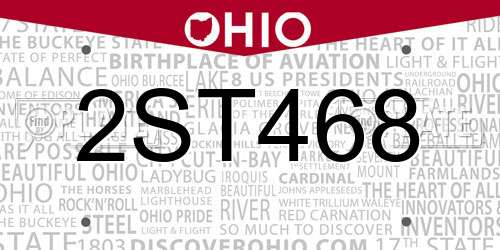 2ST468 Ohio License Plate