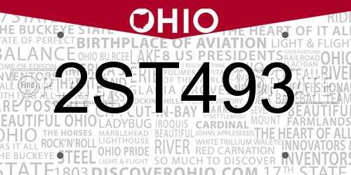 2ST493 Ohio License Plate