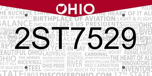 2ST7529 Ohio License Plate