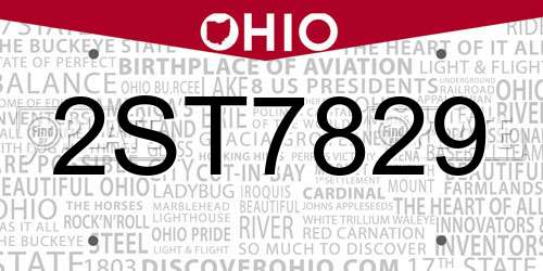 2ST7829 Ohio License Plate