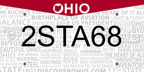 2STA68 Ohio License Plate