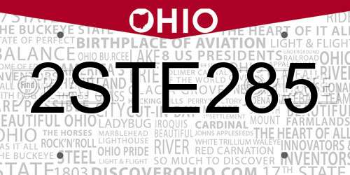 2STE285 Ohio License Plate