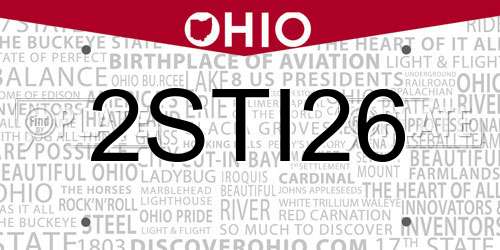 2STI26 Ohio License Plate