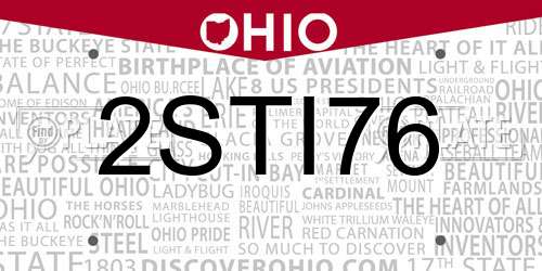 2STI76 Ohio License Plate