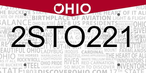 2STO221 Ohio License Plate
