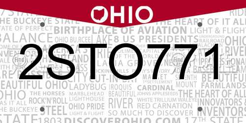 2STO771 Ohio License Plate